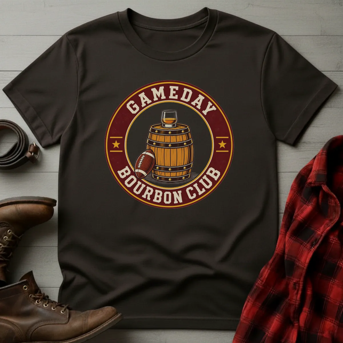 Gameday Bourbon Club Football T-Shirt