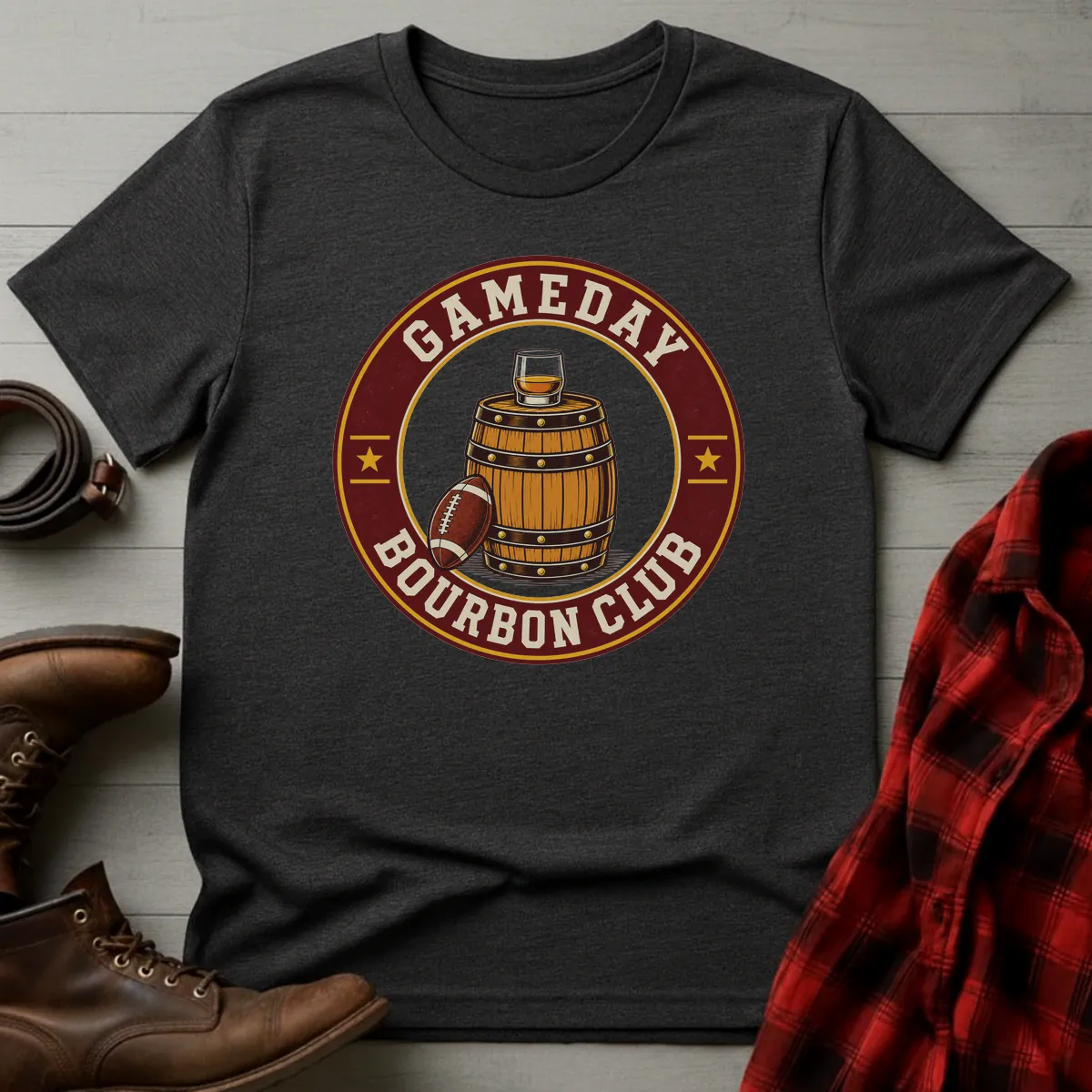 Gameday Bourbon Club Football T-Shirt