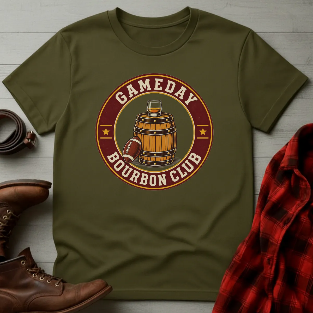 Gameday Bourbon Club Football T-Shirt