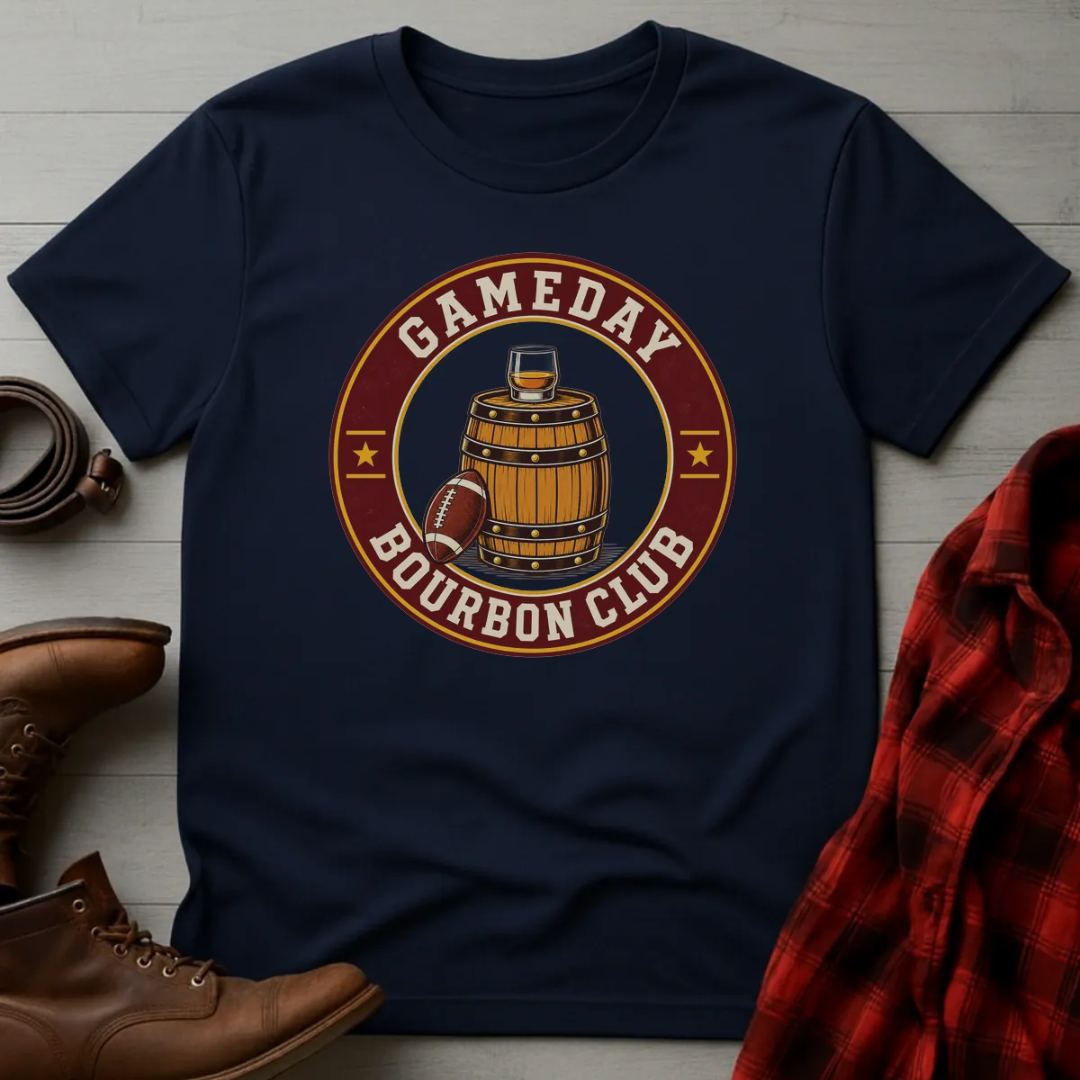 Gameday Bourbon Club Football T-Shirt