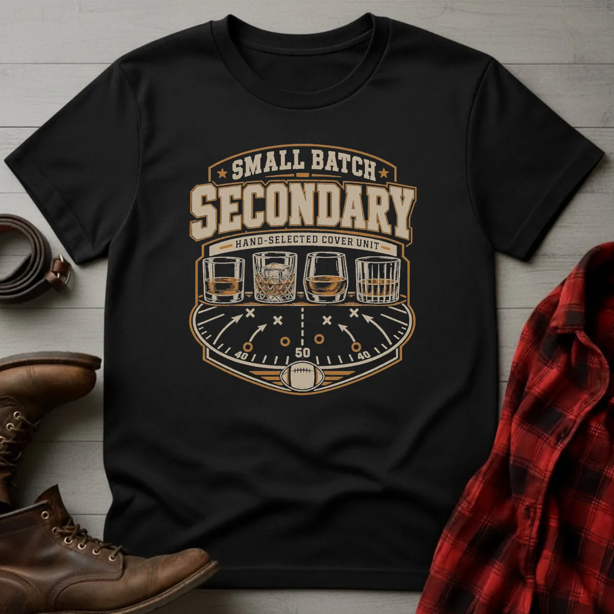 Bourbon Small Batch Secondary Football T-Shirt