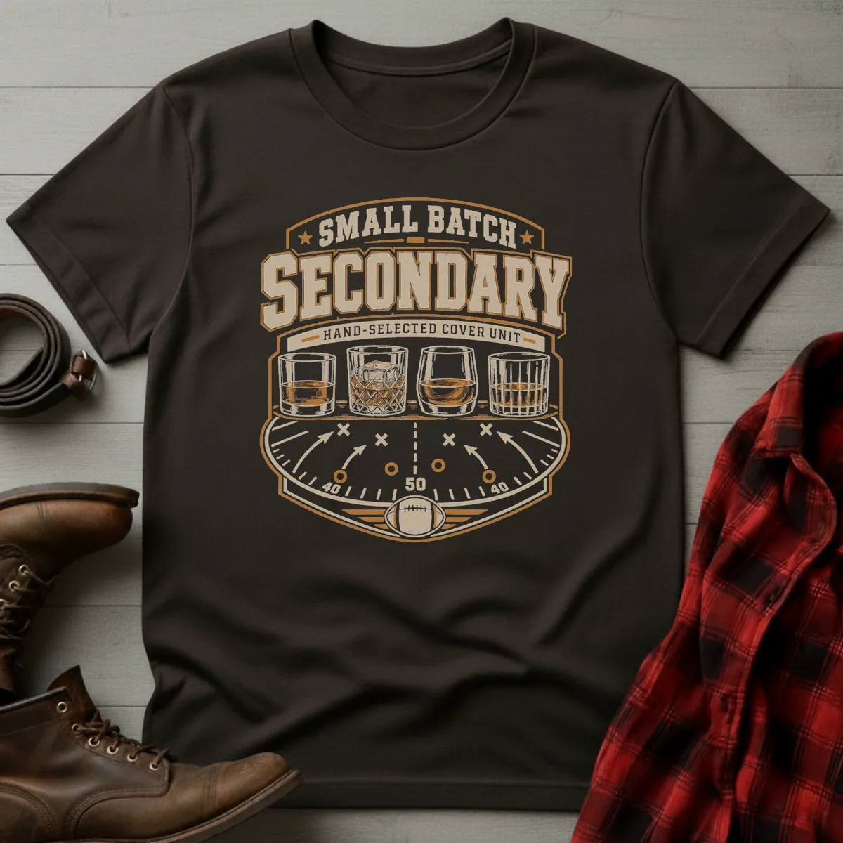 Bourbon Small Batch Secondary Football T-Shirt