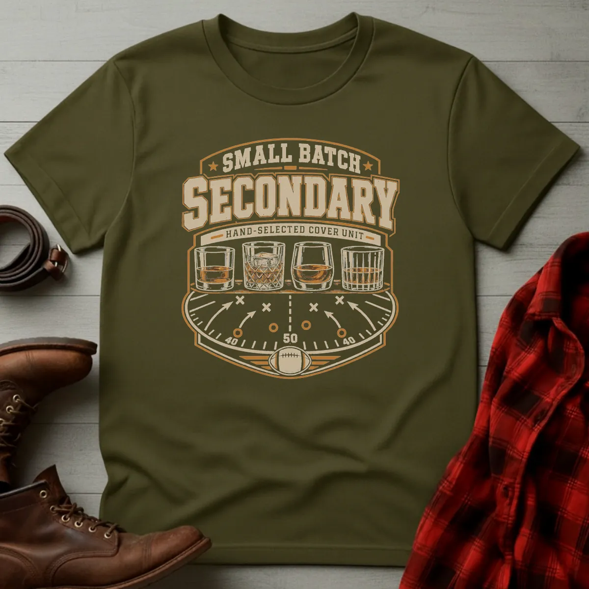 Bourbon Small Batch Secondary Football T-Shirt