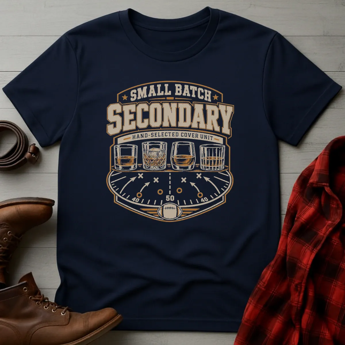 Bourbon Small Batch Secondary Football T-Shirt
