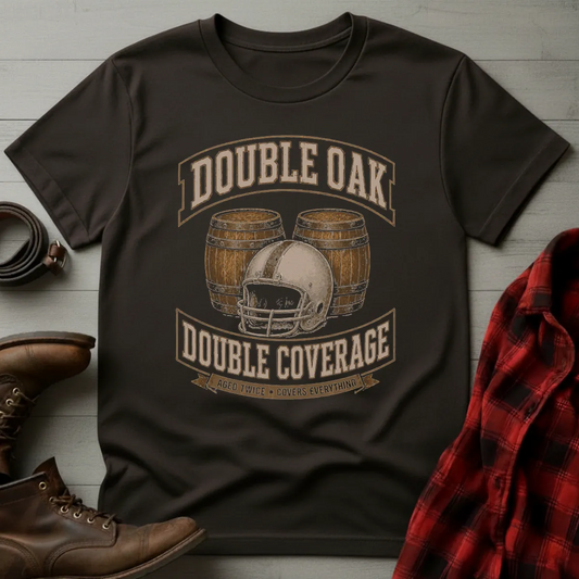Bourbon Double Oak Double Coverage Football T-Shirt