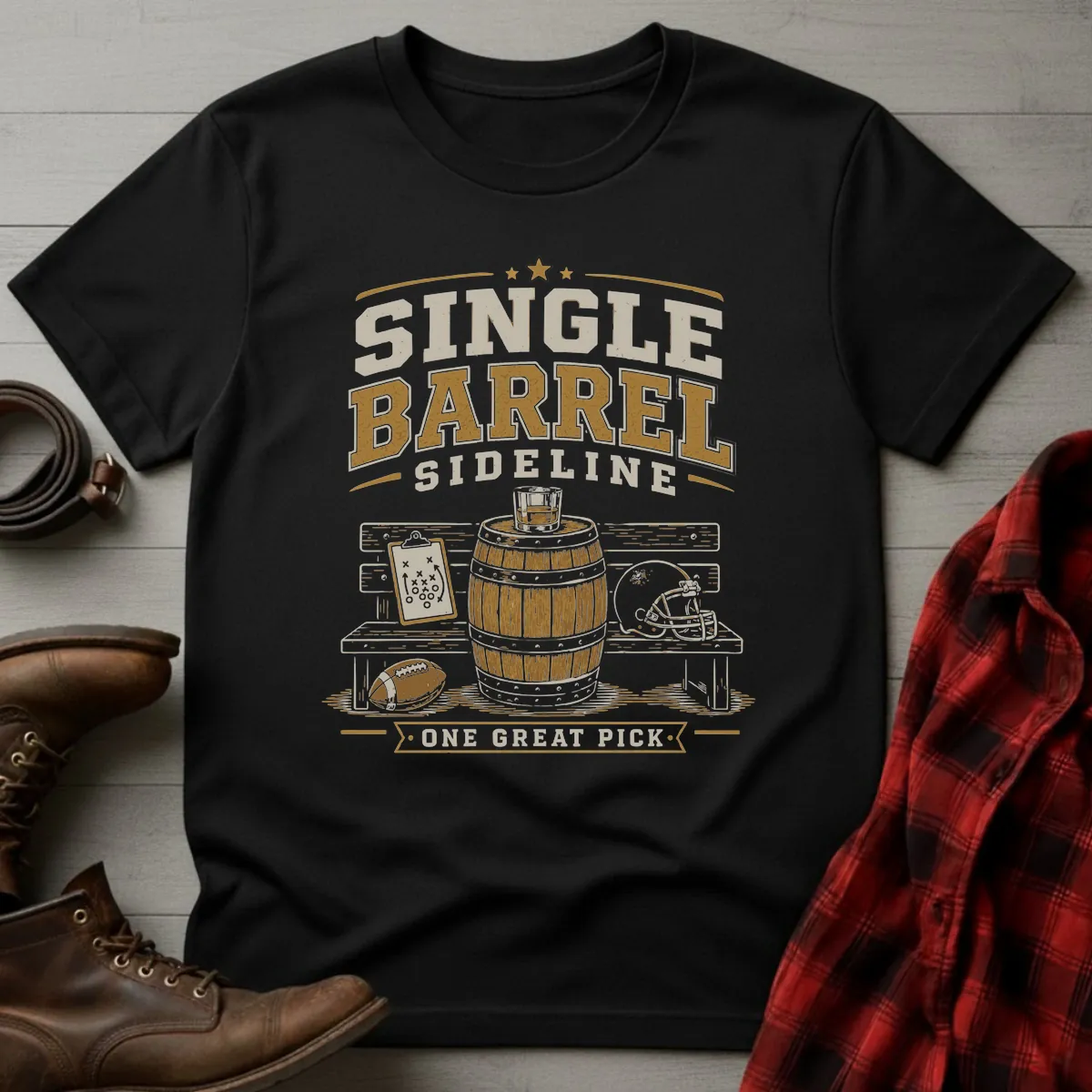 Bourbon Single Barrel Sideline Football T-Shirt