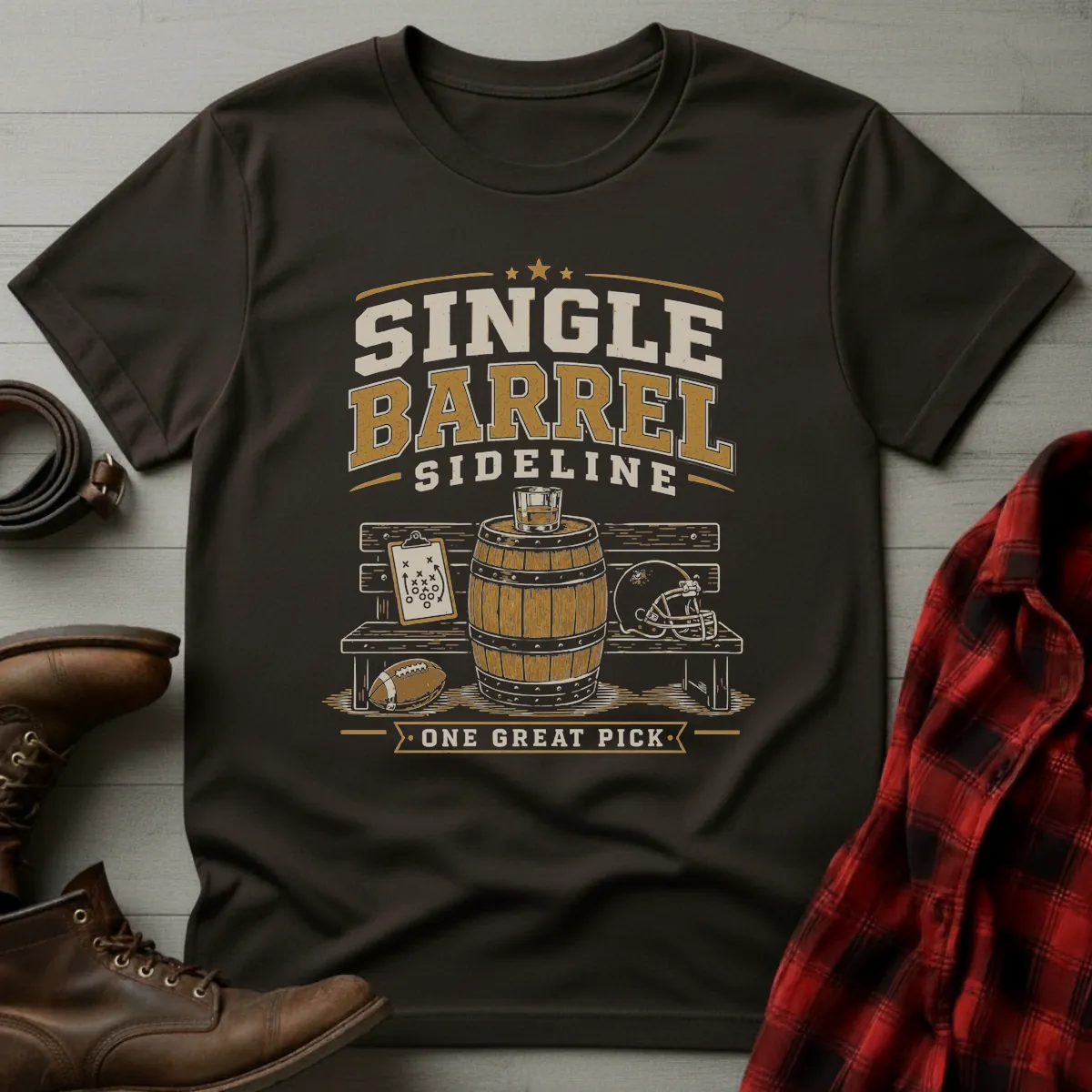 Bourbon Single Barrel Sideline Football T-Shirt