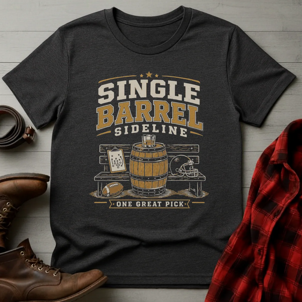Bourbon Single Barrel Sideline Football T-Shirt