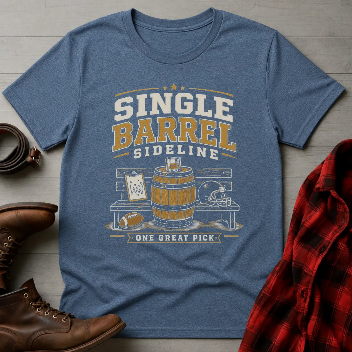 Bourbon Single Barrel Sideline Football T-Shirt
