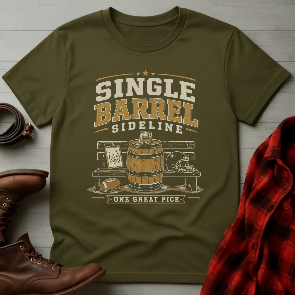 Bourbon Single Barrel Sideline Football T-Shirt