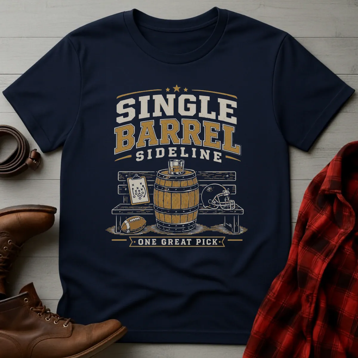 Bourbon Single Barrel Sideline Football T-Shirt