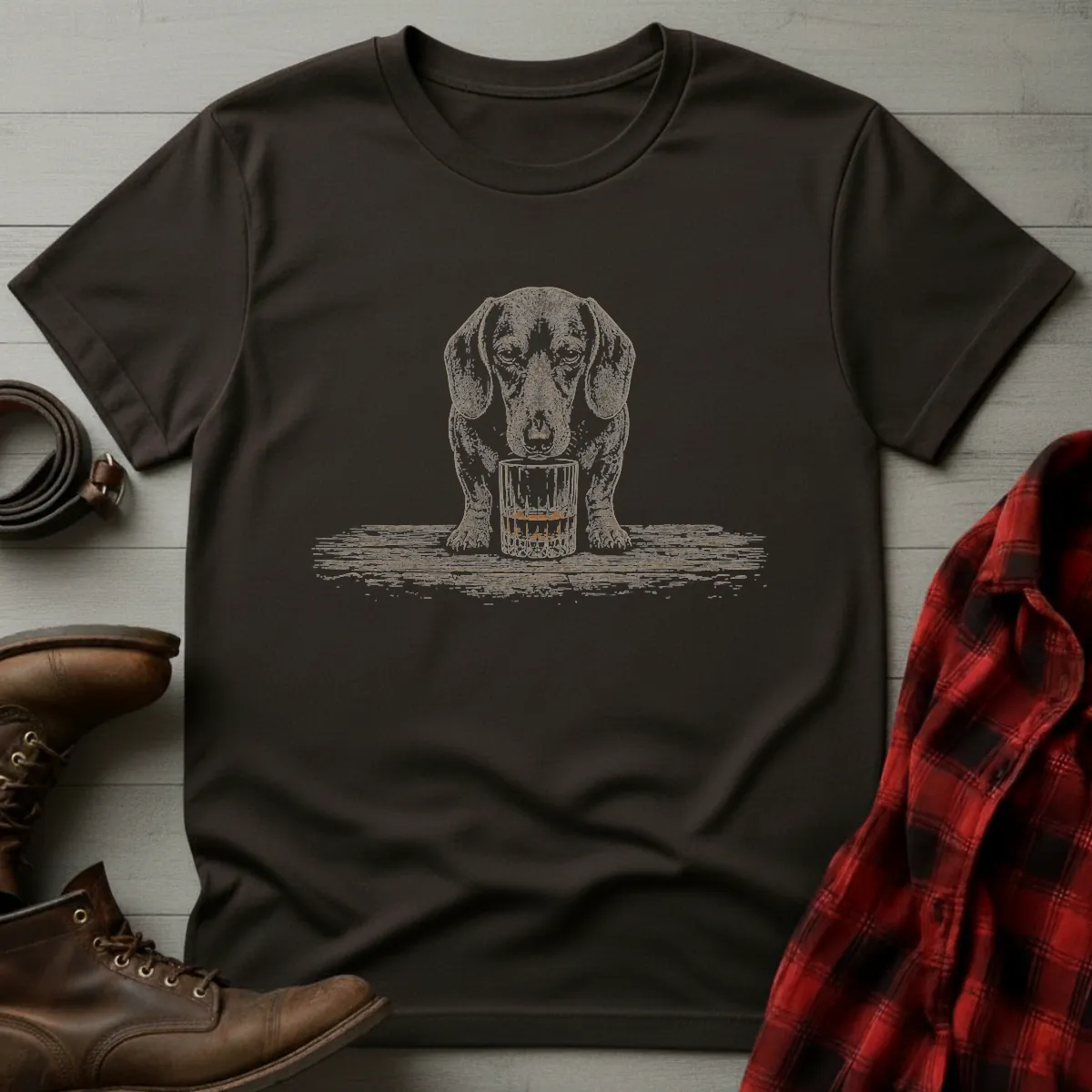 Whiskey Dog Dachshund Standing T-Shirt