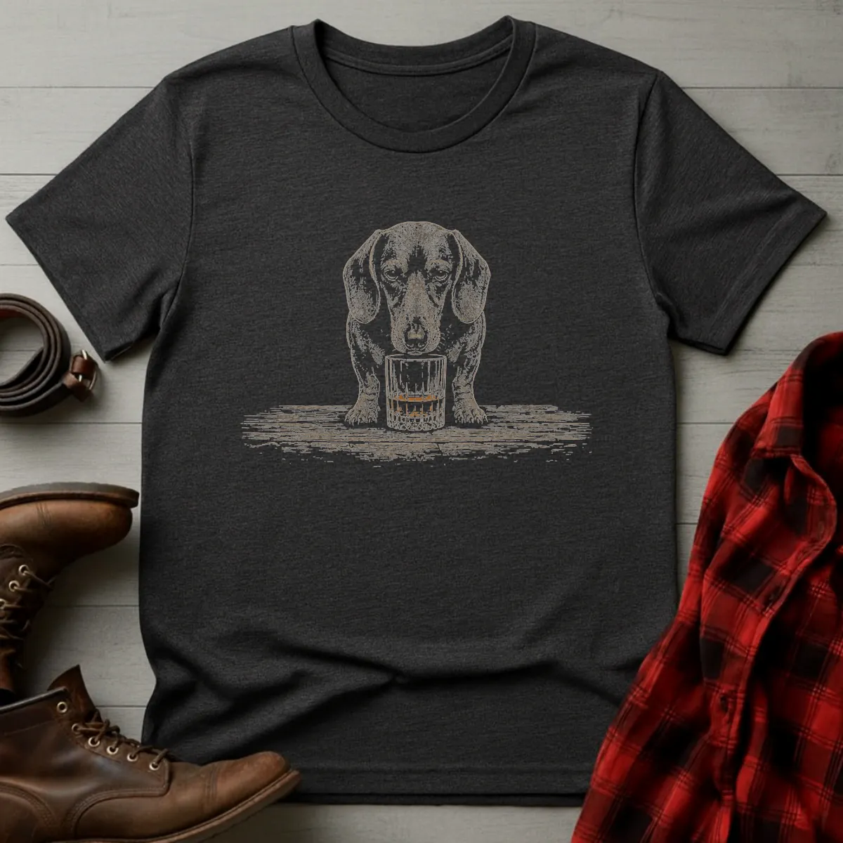 Whiskey Dog Dachshund Standing T-Shirt