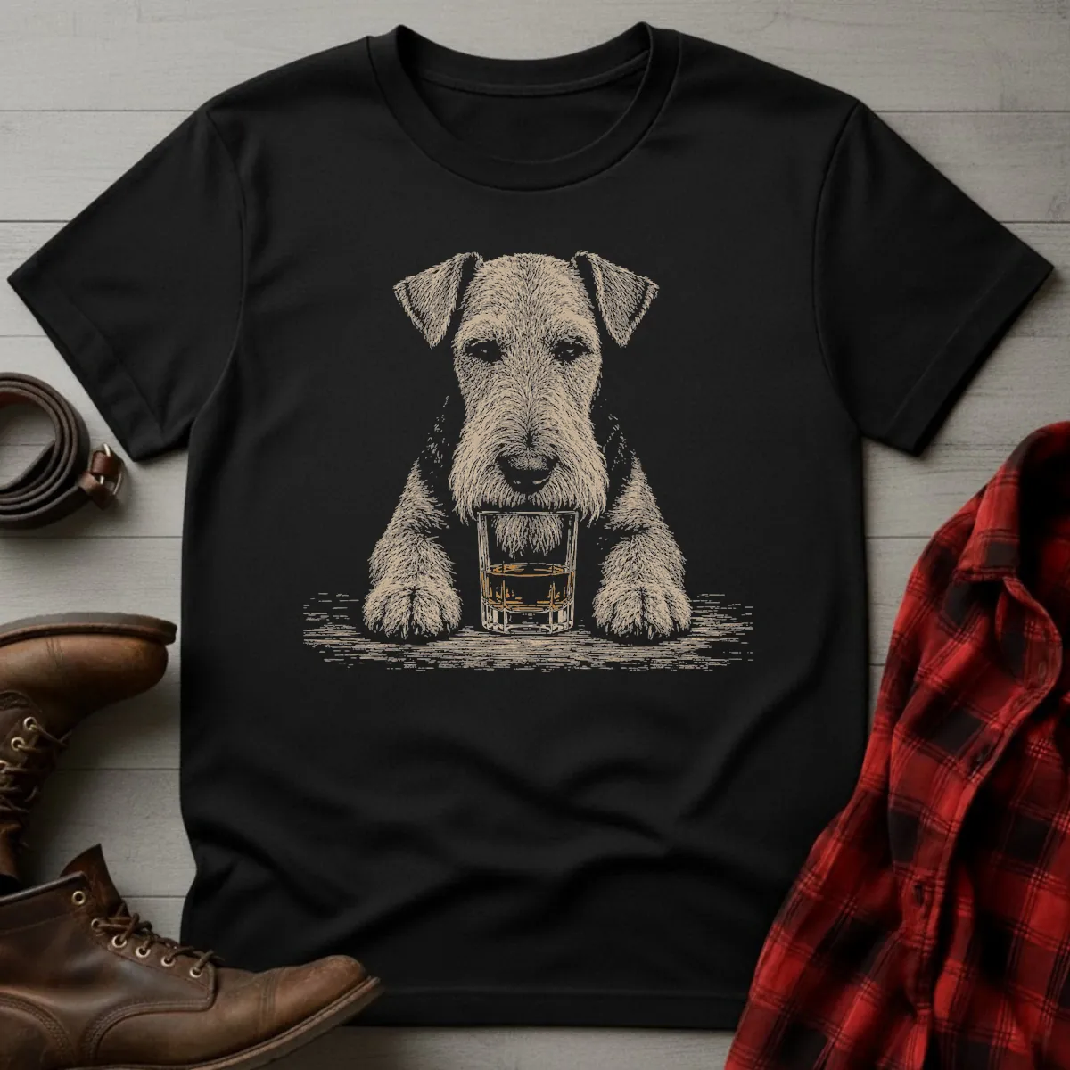 Whiskey Dog Airedale Terrier Paws T-Shirt