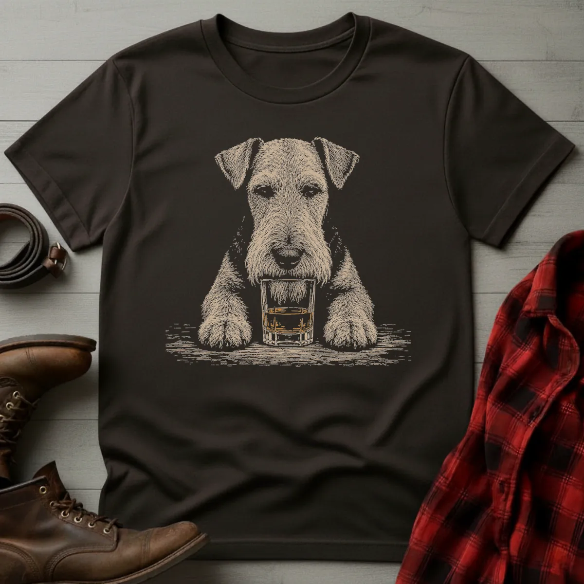 Whiskey Dog Airedale Terrier Paws T-Shirt