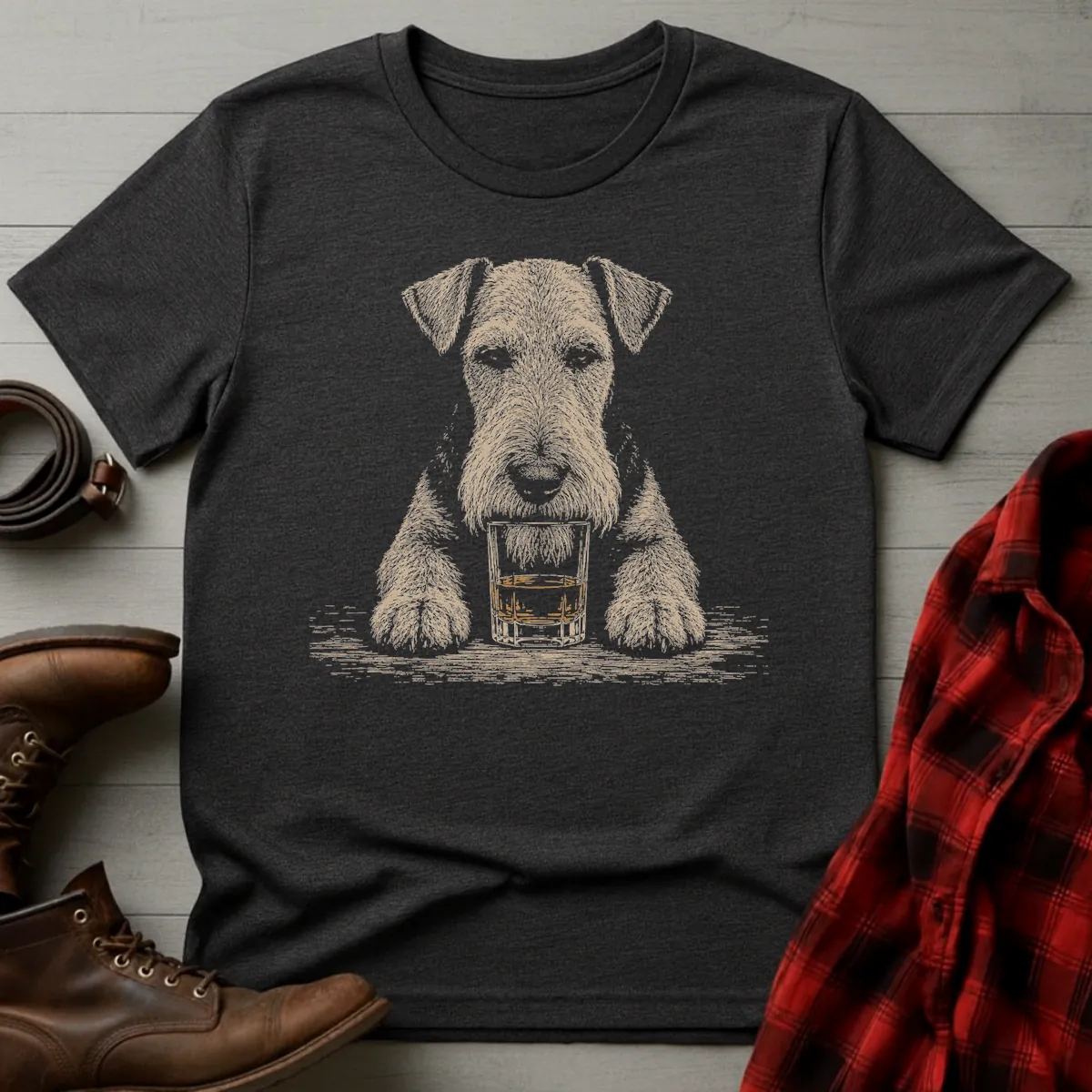 Whiskey Dog Airedale Terrier Paws T-Shirt