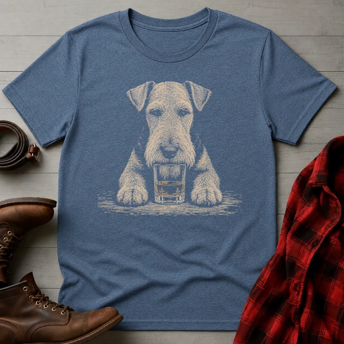 Whiskey Dog Airedale Terrier Paws T-Shirt