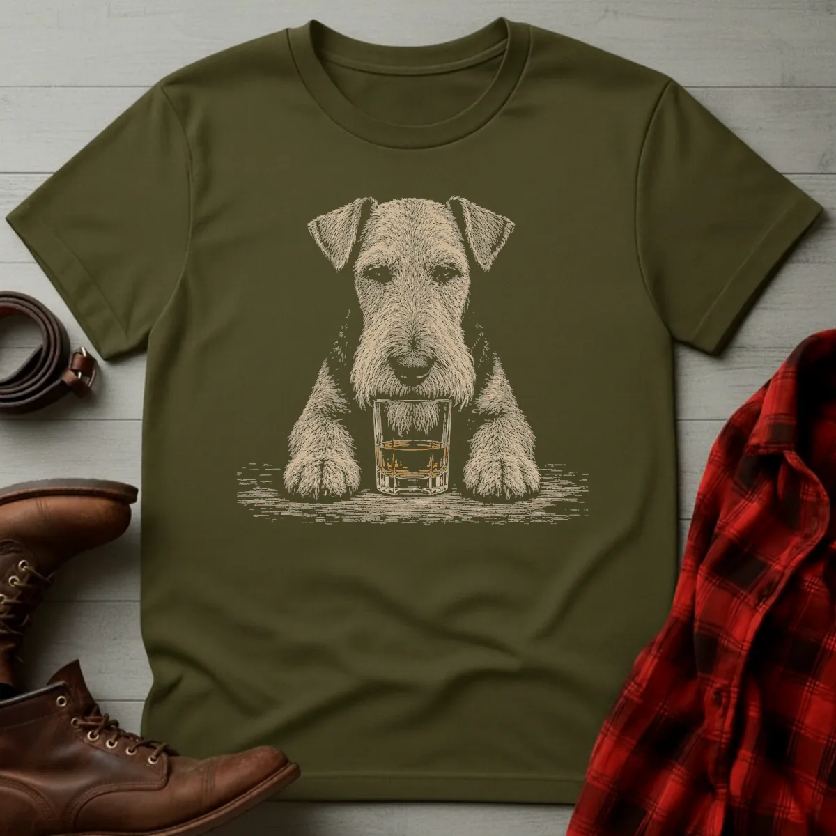 Whiskey Dog Airedale Terrier Paws T-Shirt