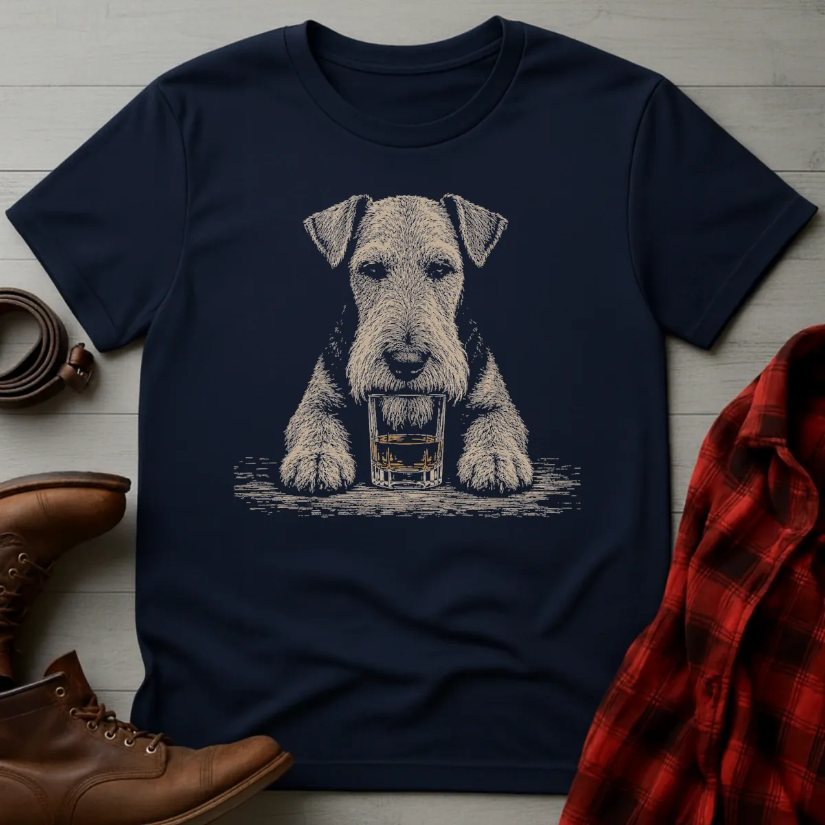 Whiskey Dog Airedale Terrier Paws T-Shirt