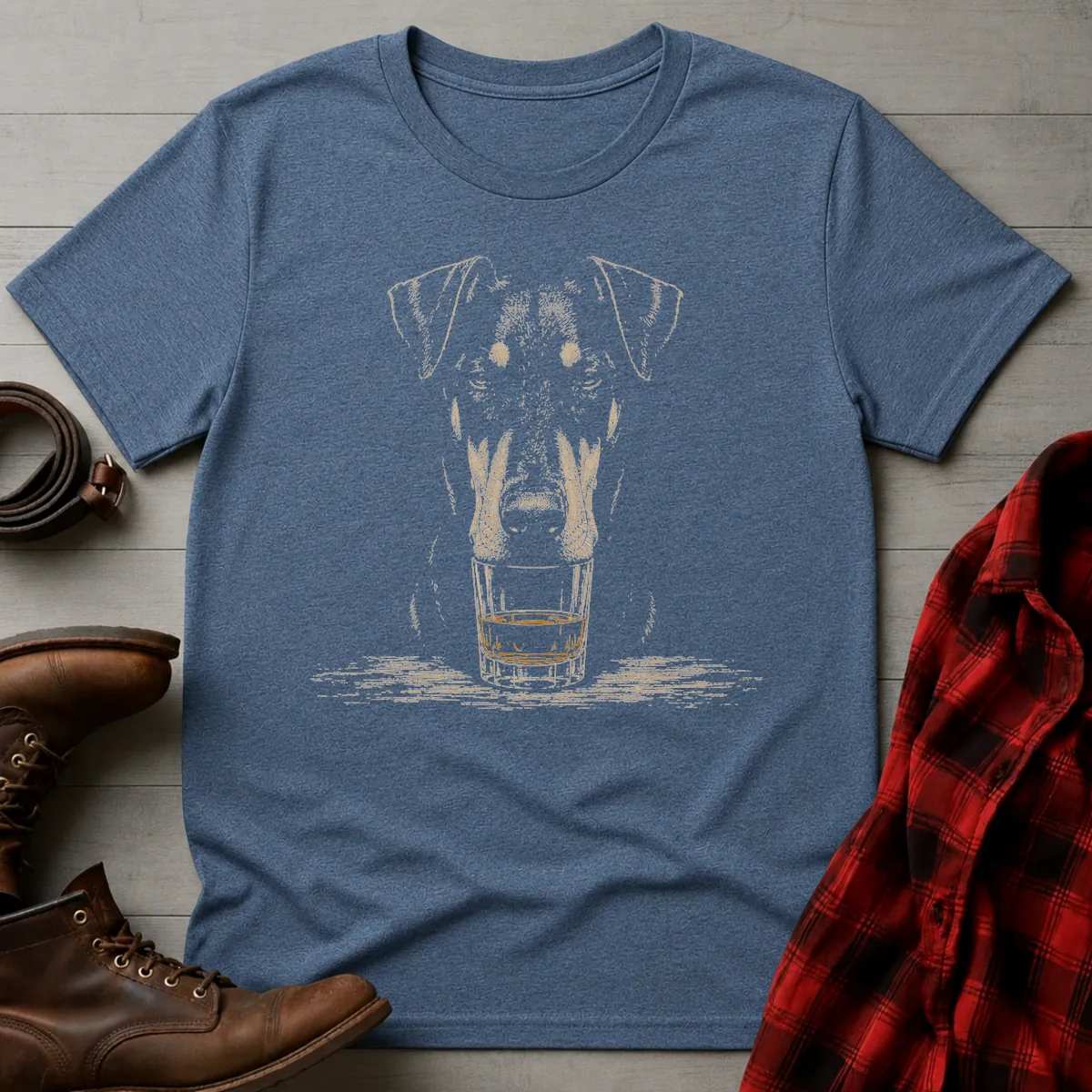 Whiskey Dog Doberman Uncropped T-Shirt