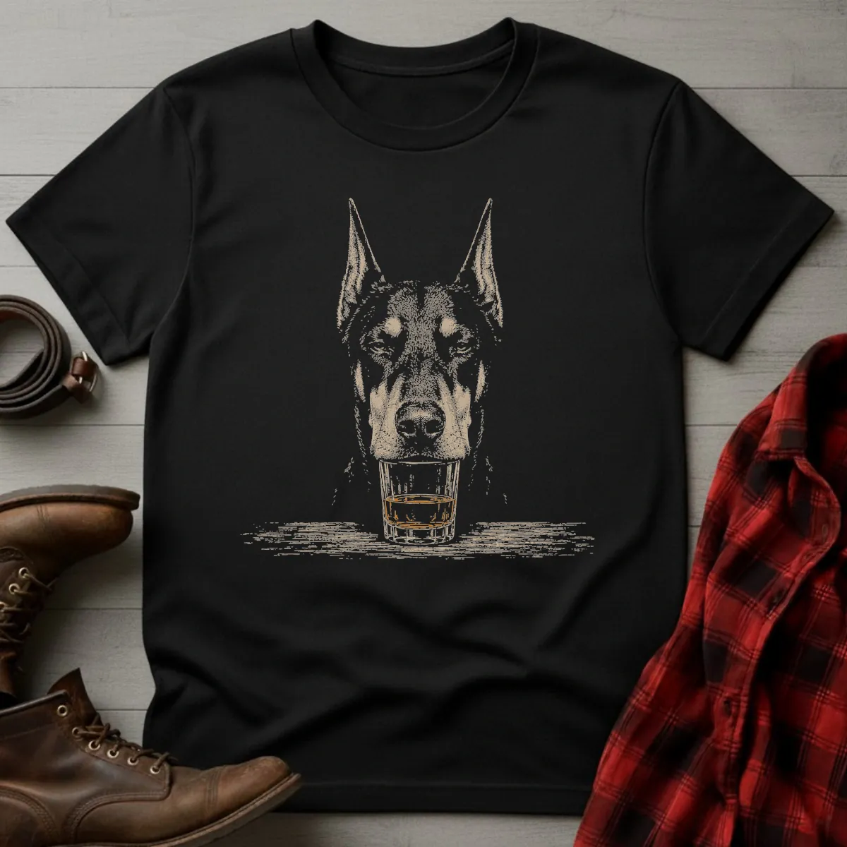 Whiskey Dog Doberman Cropped T-Shirt