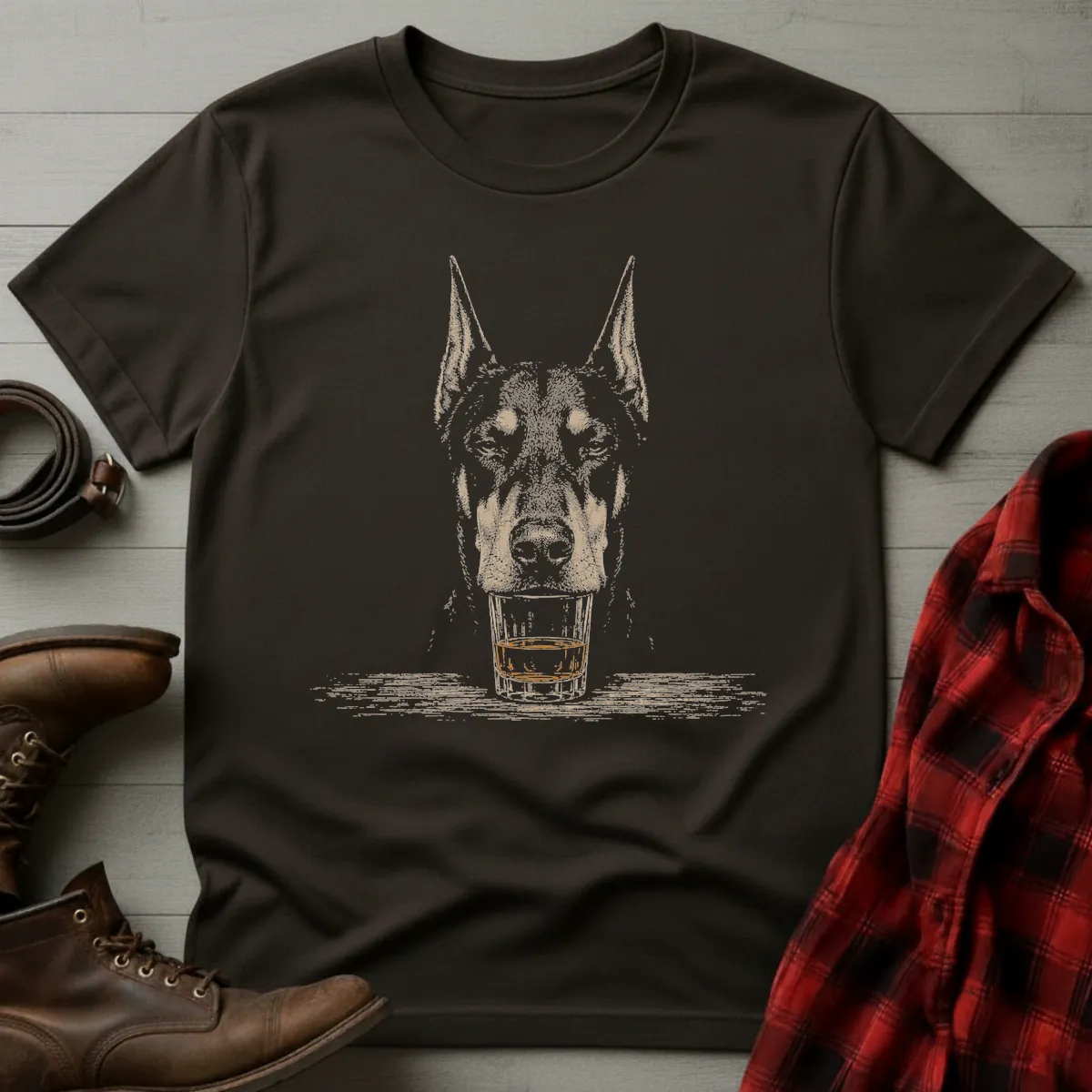 Whiskey Dog Doberman Cropped T-Shirt