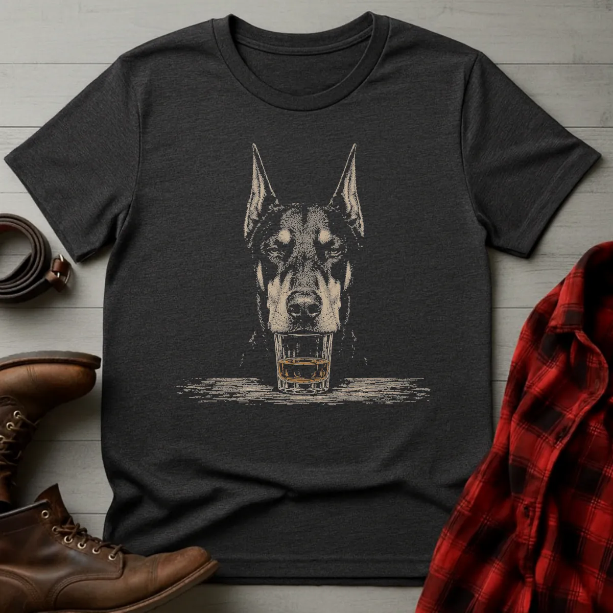 Whiskey Dog Doberman Cropped T-Shirt