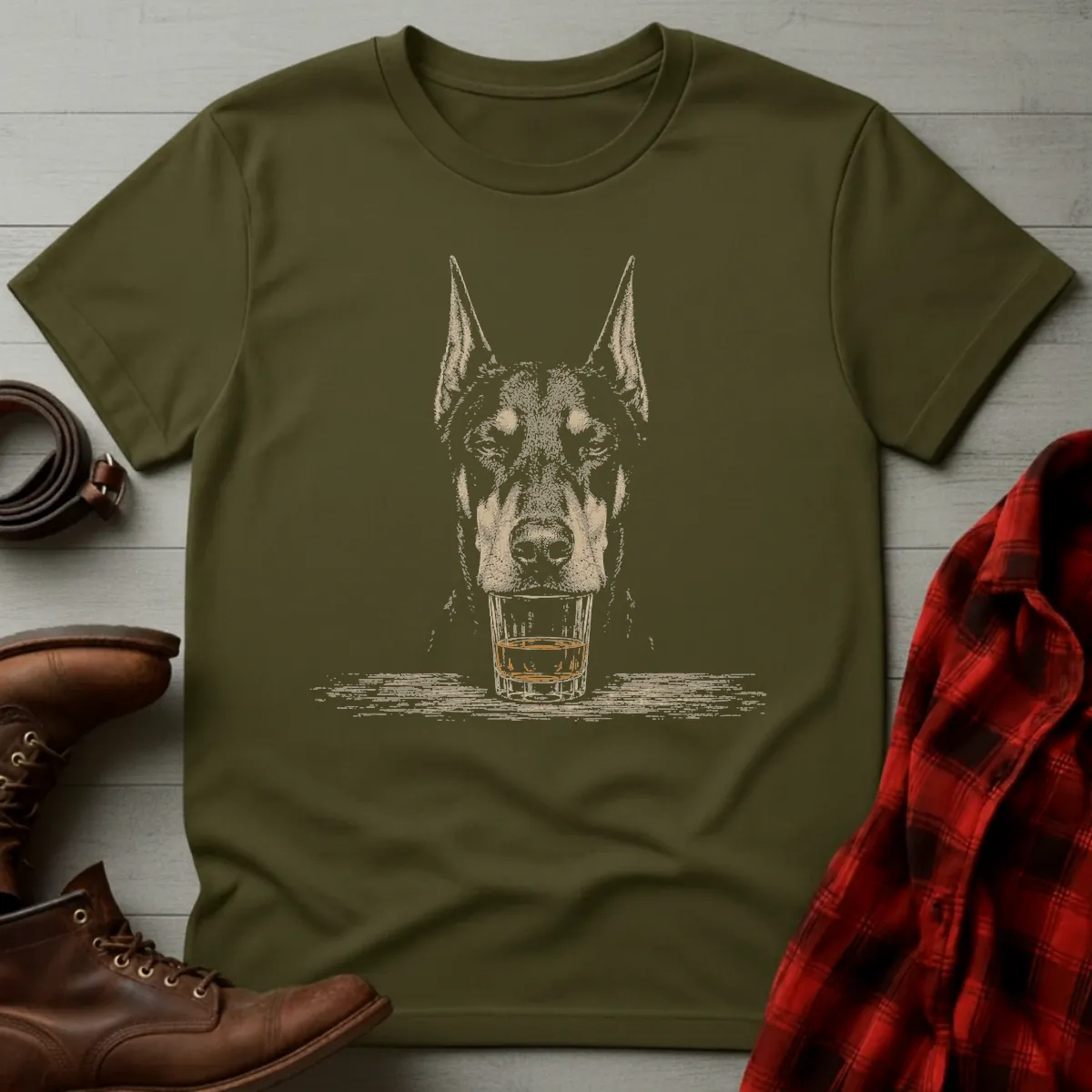 Whiskey Dog Doberman Cropped T-Shirt