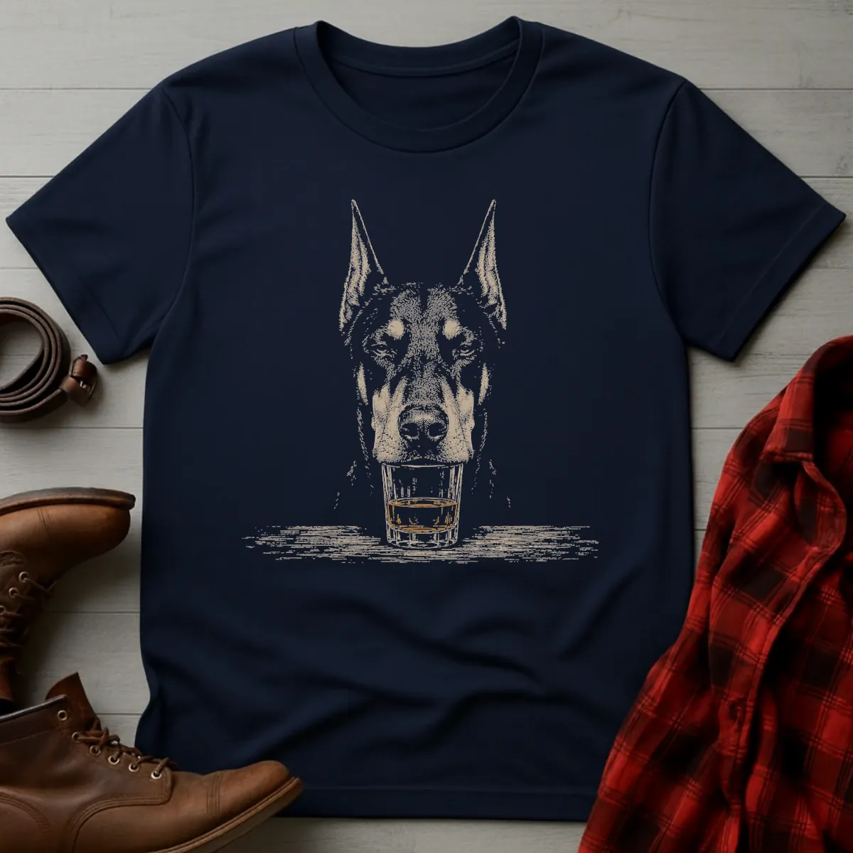 Whiskey Dog Doberman Cropped T-Shirt