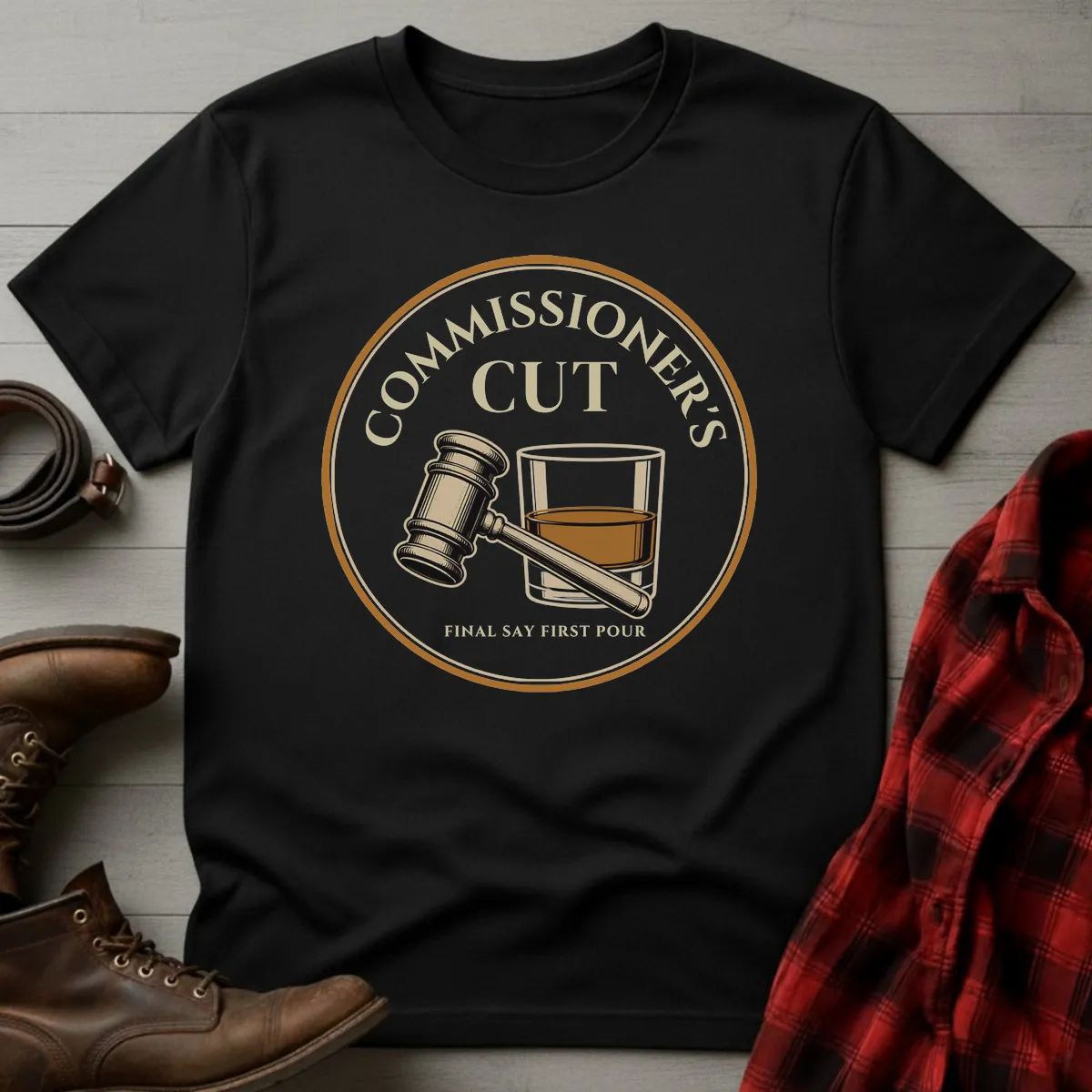 Commissioners Cut Bourbon Fantasy Football T-Shirt
