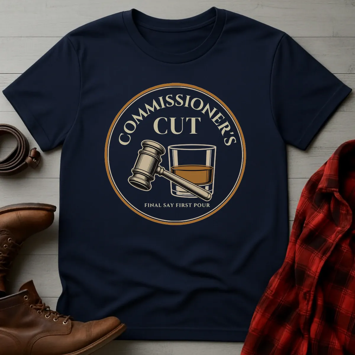 Commissioners Cut Bourbon Fantasy Football T-Shirt