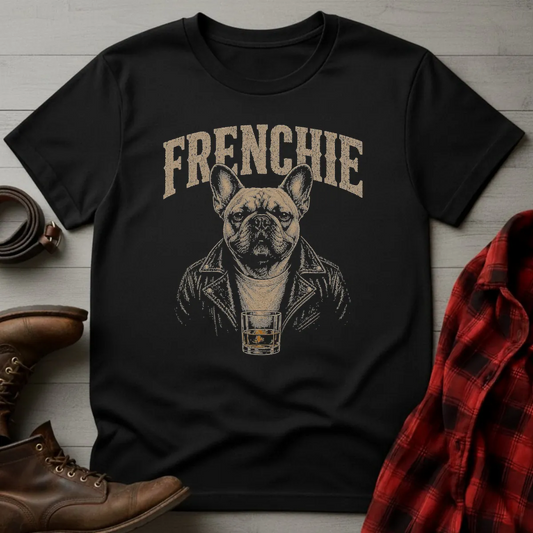 Whiskey Dog Frenchie Leather Jacket T-Shirt