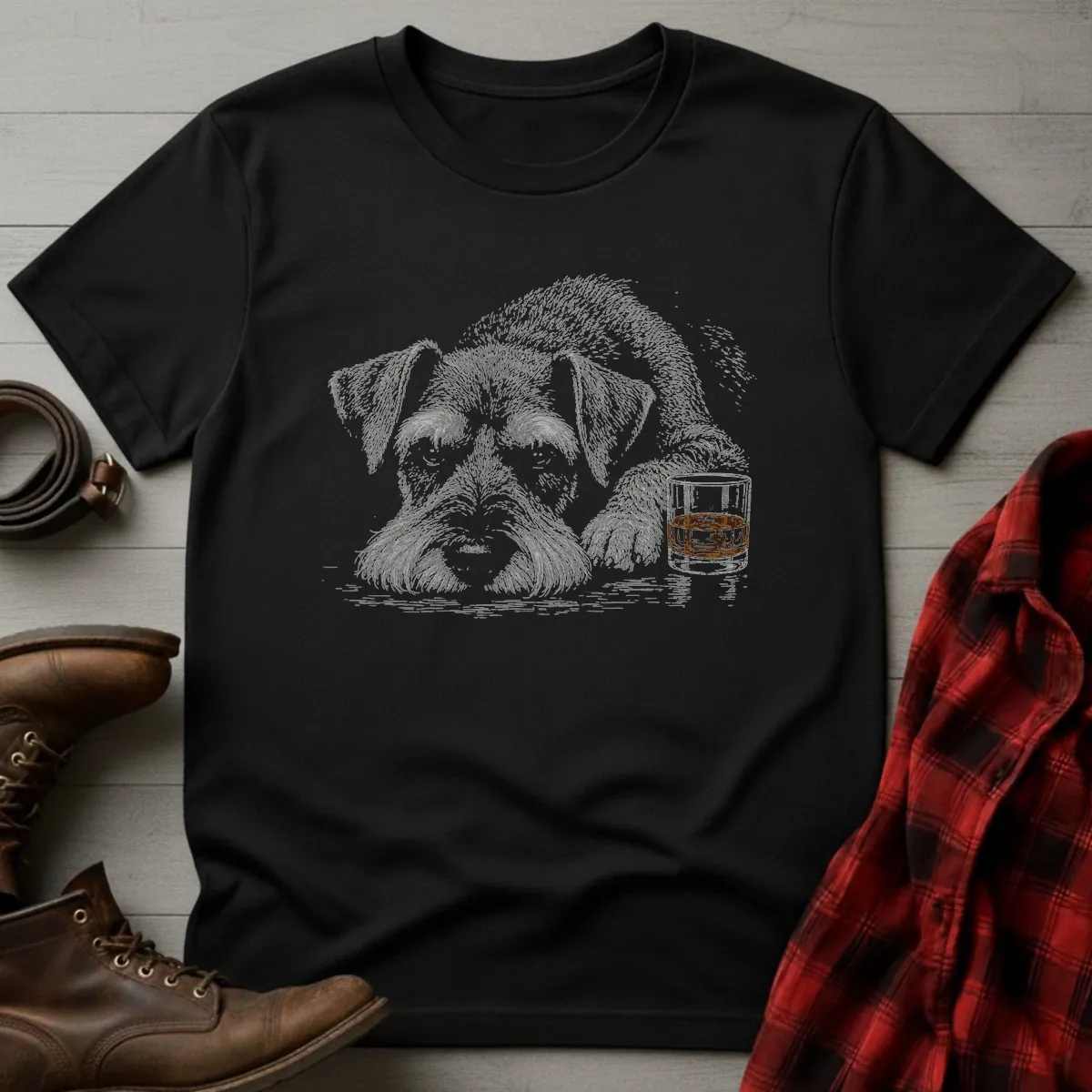 Whiskey Dog Schnauzer Companion T-Shirt
