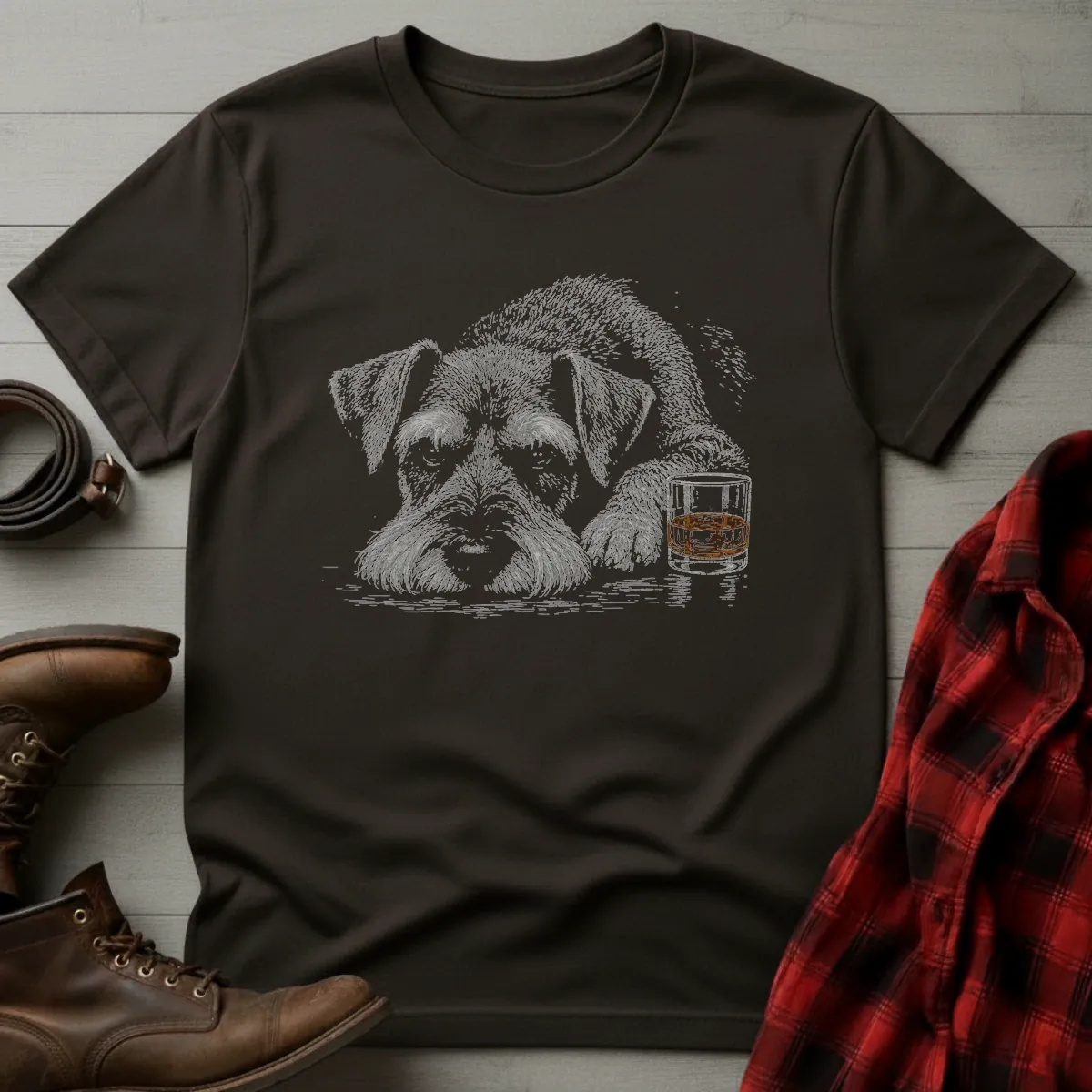 Whiskey Dog Schnauzer Companion T-Shirt