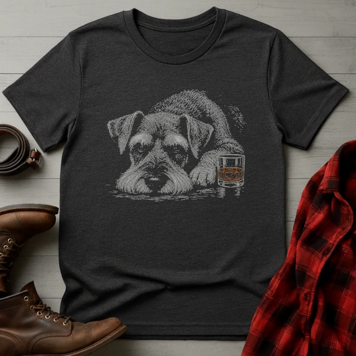Whiskey Dog Schnauzer Companion T-Shirt