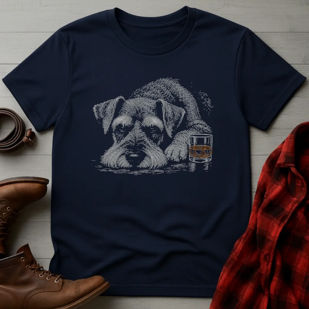 Whiskey Dog Schnauzer Companion T-Shirt