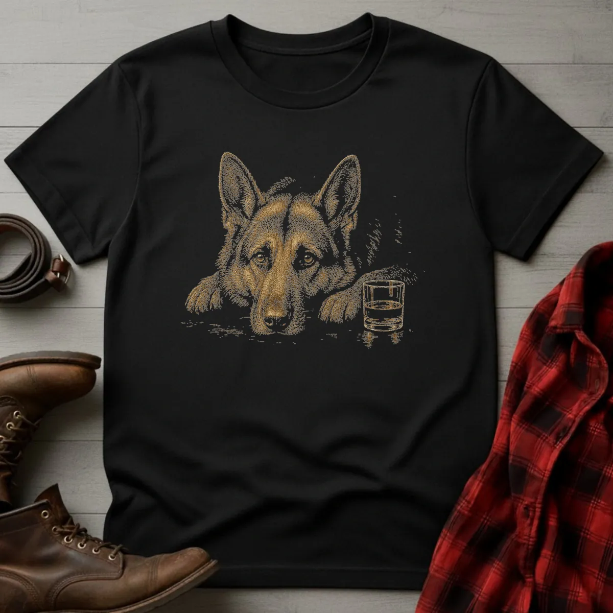 Whiskey Dog German Shepherd Companion T-Shirt