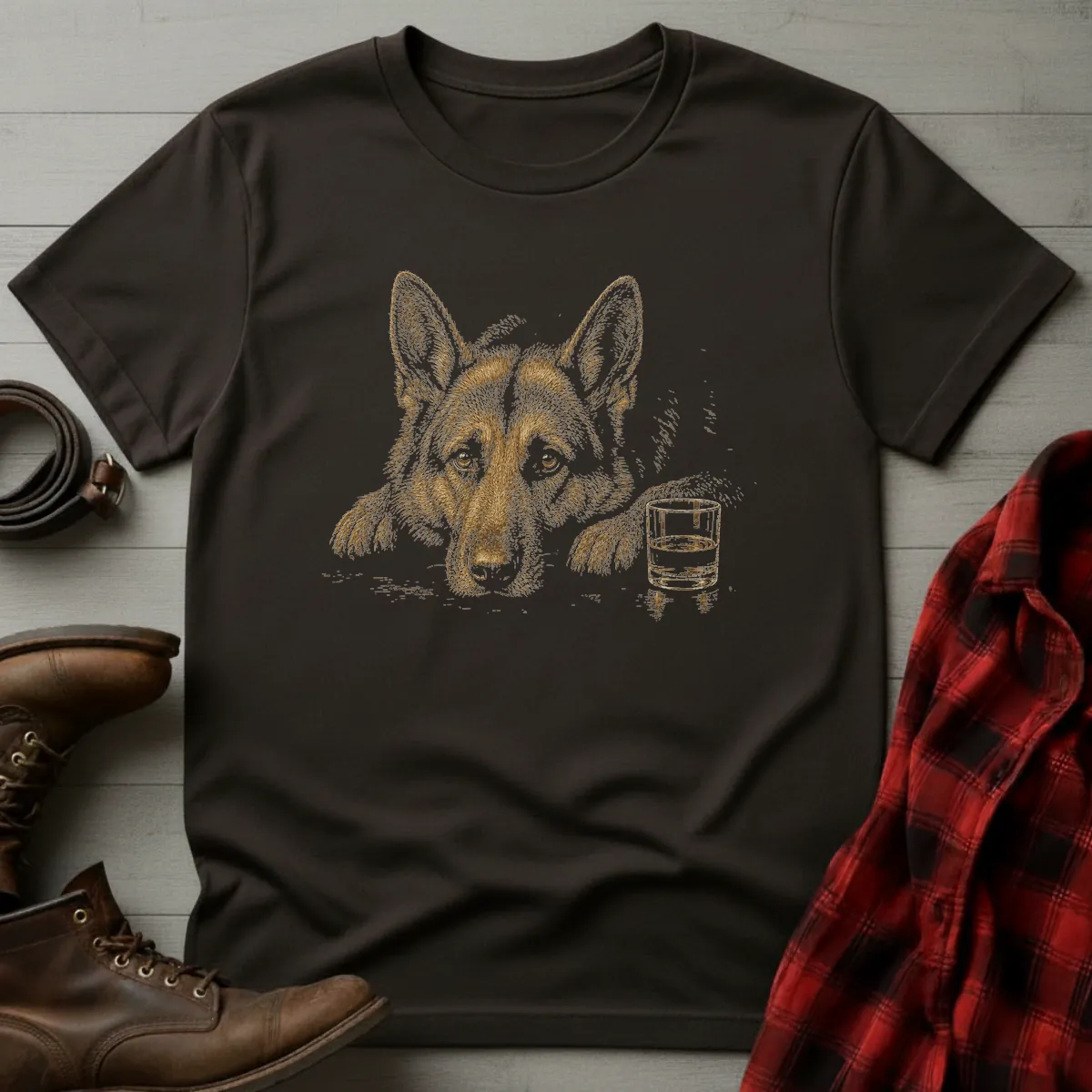 Whiskey Dog German Shepherd Companion T-Shirt