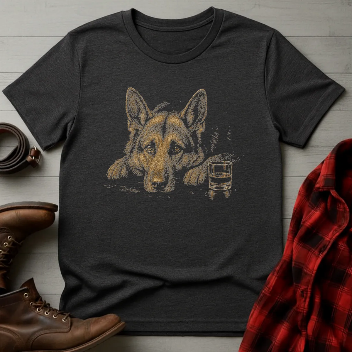 Whiskey Dog German Shepherd Companion T-Shirt