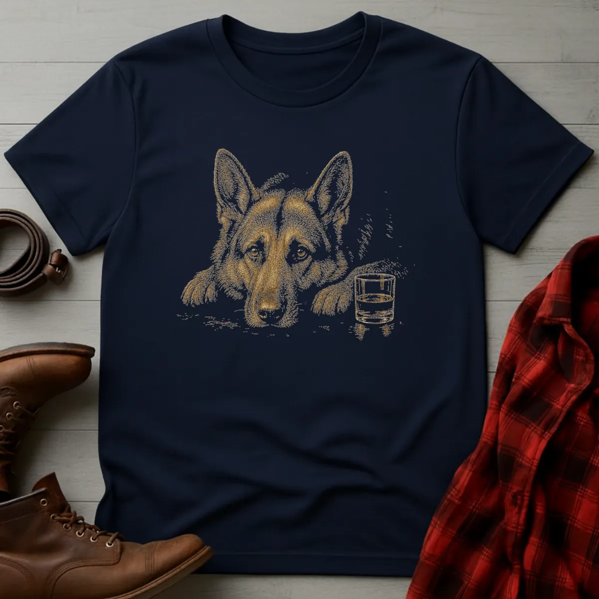 Whiskey Dog German Shepherd Companion T-Shirt