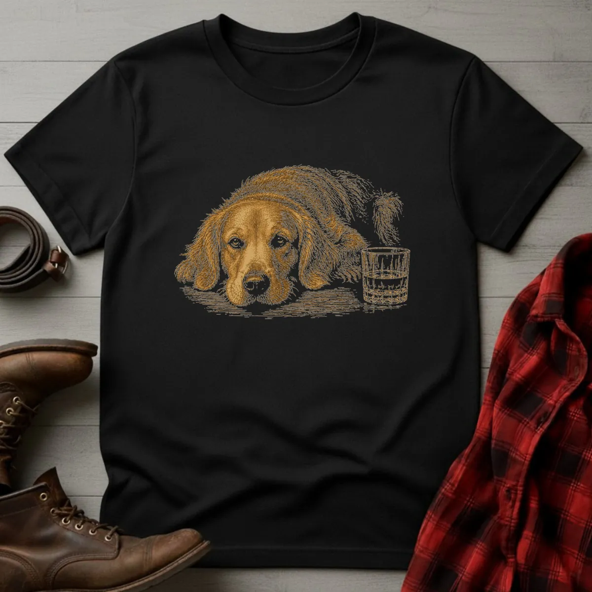Whiskey Dog Golden Retriever Companion T-Shirt