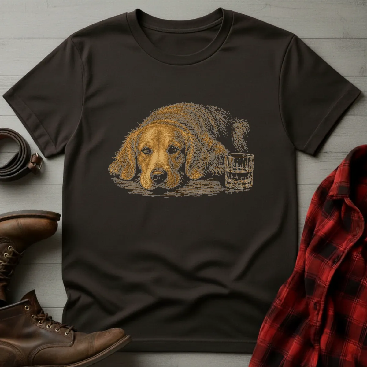 Whiskey Dog Golden Retriever Companion T-Shirt