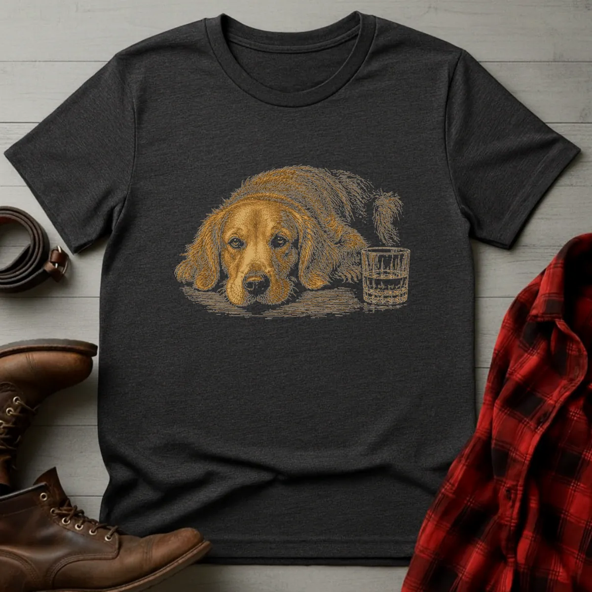 Whiskey Dog Golden Retriever Companion T-Shirt