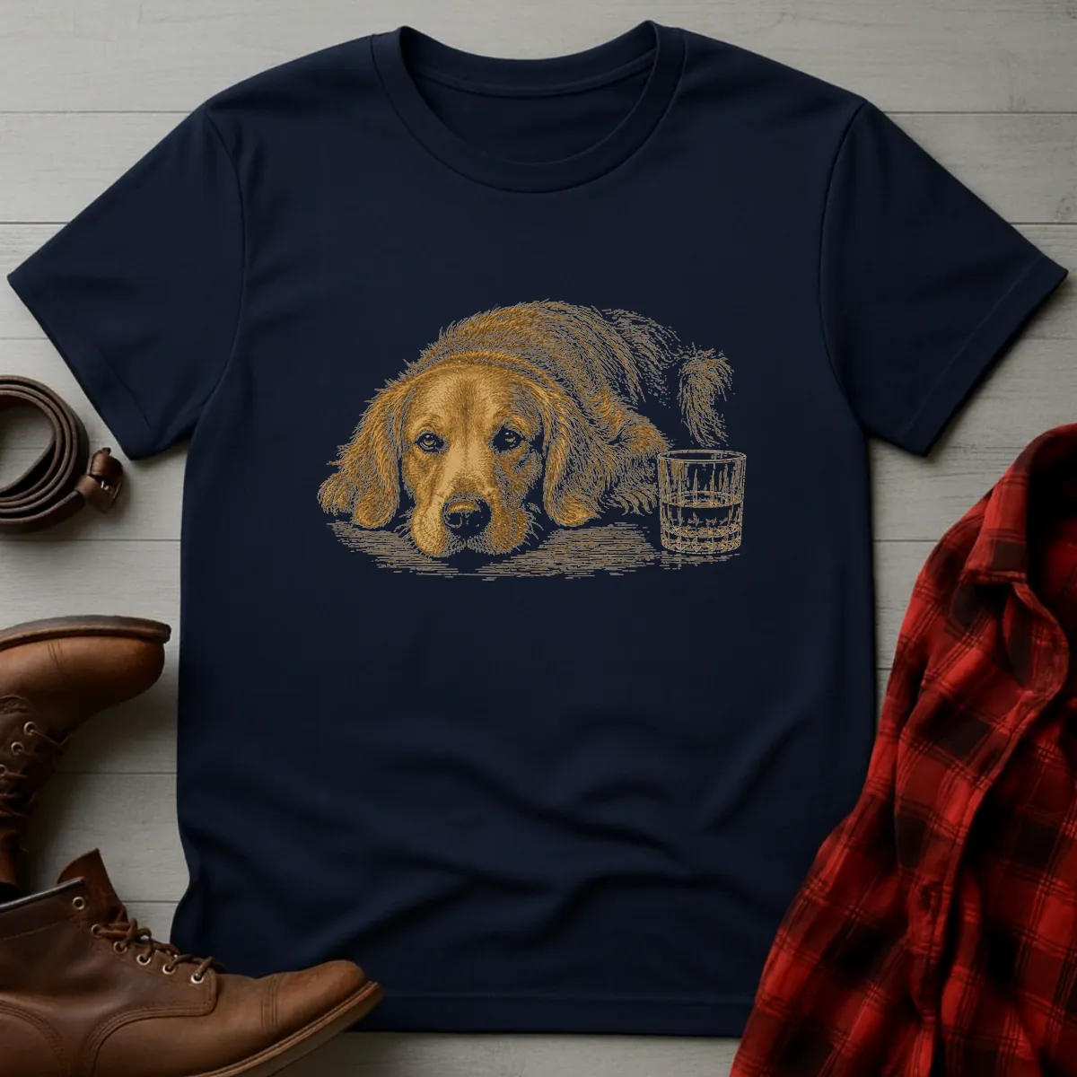 Whiskey Dog Golden Retriever Companion T-Shirt