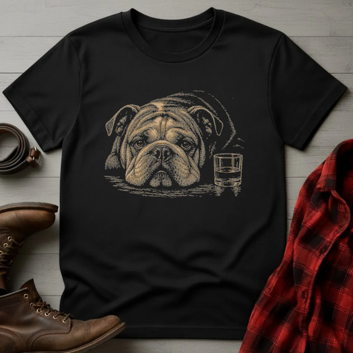 Whiskey Dog Bulldog Companion T-Shirt