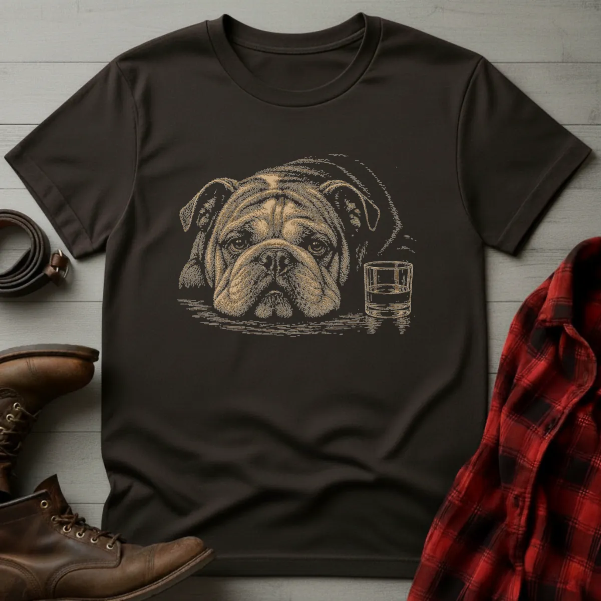 Whiskey Dog Bulldog Companion T-Shirt