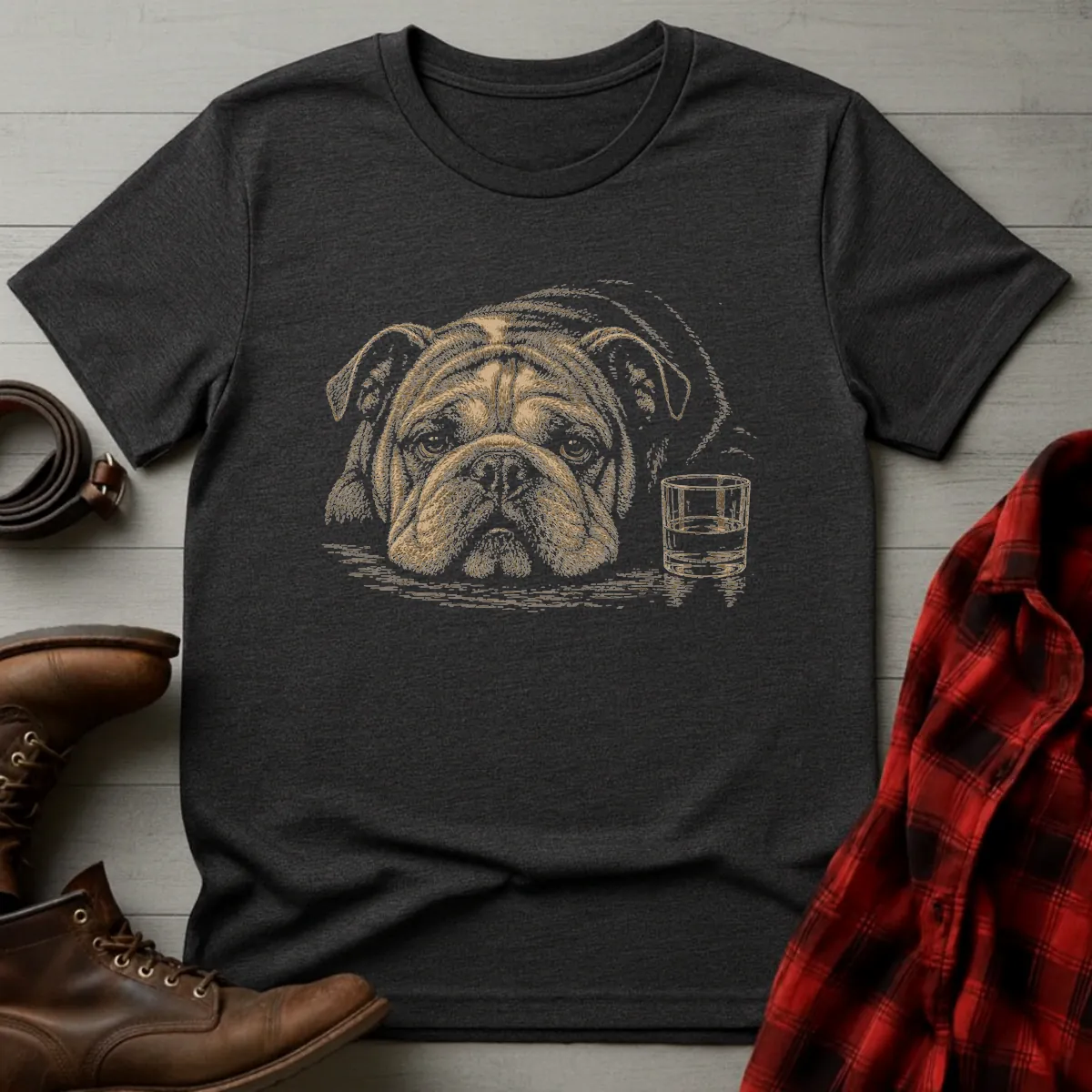 Whiskey Dog Bulldog Companion T-Shirt