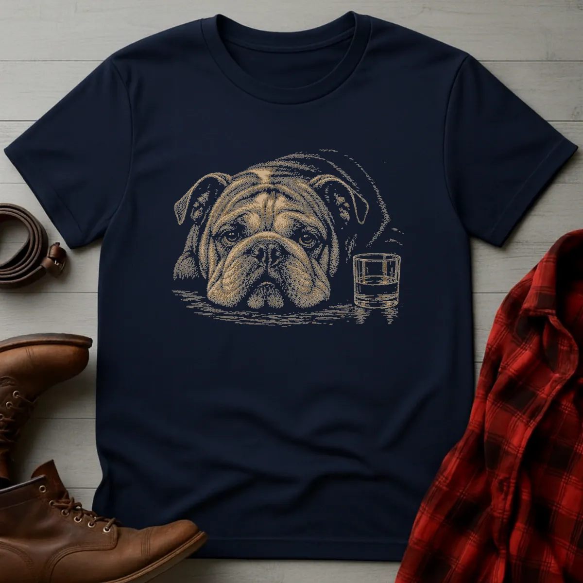 Whiskey Dog Bulldog Companion T-Shirt