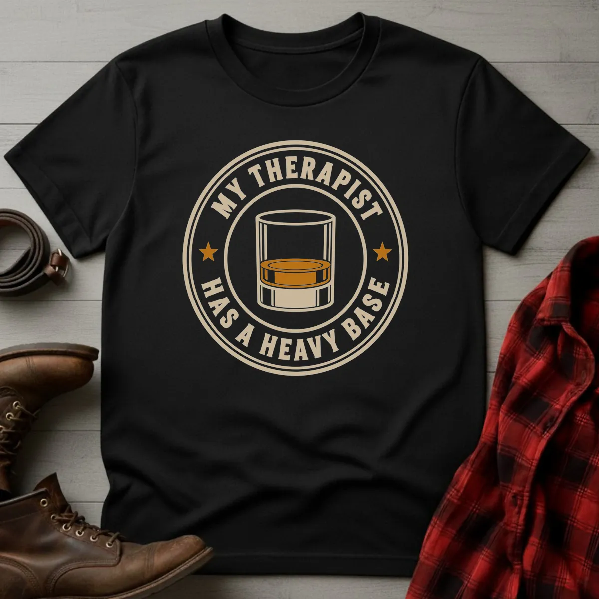My Therapist Has a Heavy Base Whiskey T-Shirt
