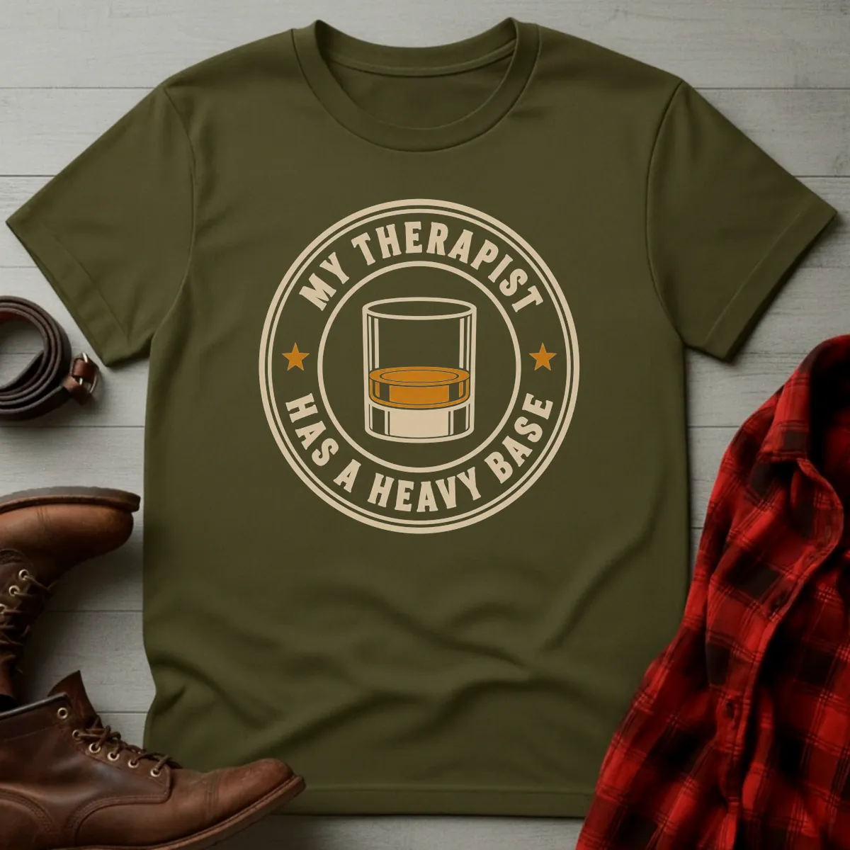 My Therapist Has a Heavy Base Whiskey T-Shirt